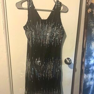 Black Sequin Sleeveless Dress